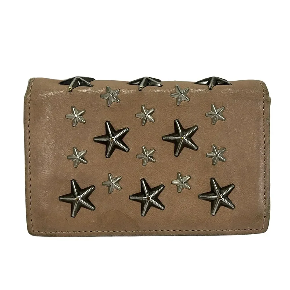 Jimmy Choo Nero Business Card Holder Beige Silver